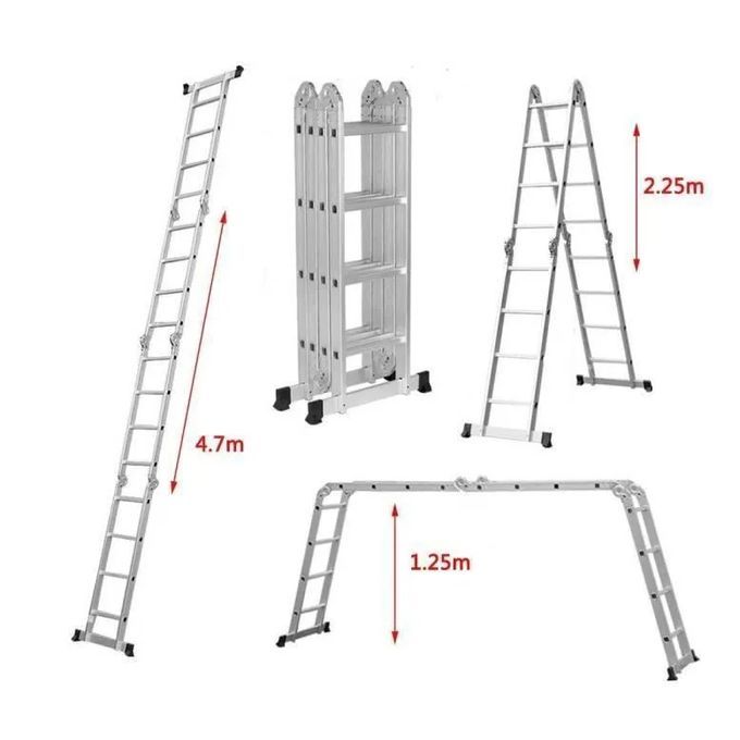 Echelle télescopique en aluminium 4.7m 4×4 Marches