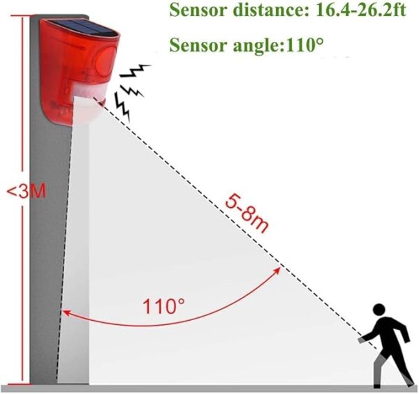 Alarme solaire 110db - Lampe de sécurité étanche à capteur de mouvement IP65 – Image 4