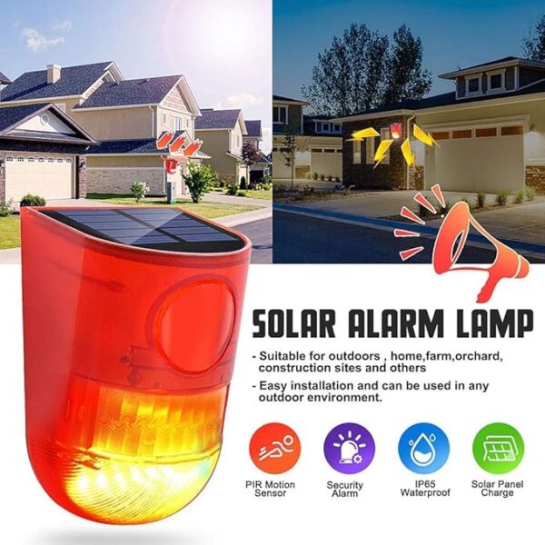 Alarme solaire 110db - Lampe de sécurité étanche à capteur de mouvement IP65 – Image 5
