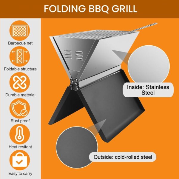 Barbecue pliable Inox 36*26cm – Image 3