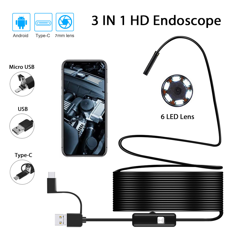 Caméra Endoscopique Android 3 en 1 de 7mm pour Inspection – Longueur 1.5 m câble Regide