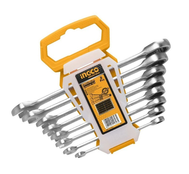 Ingco Lot de Clé Plate à Cliquet 8 Pièces