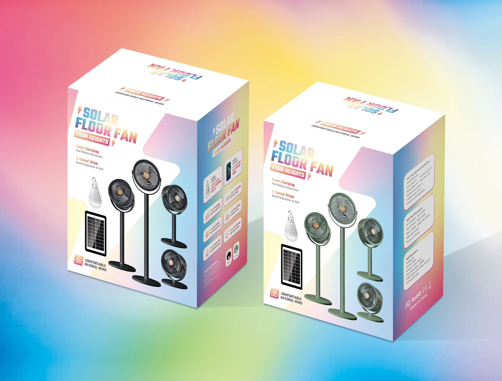 مروحة شمسية قائمة قابلة للشحن - Ventilateur Solaire sur Pied Rechargeable – Image 2