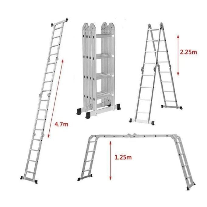 Echelle télescopique en aluminium 4.7m 4×4 Marches