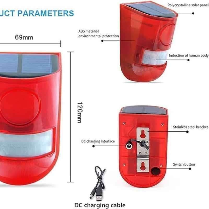 Alarme solaire 110db – Lampe de sécurité étanche à capteur de mouvement IP65