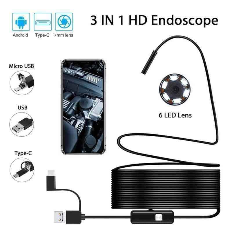 Caméra Endoscopique Android 3 en 1 de 7mm pour Inspection – Longueur 1.5 m câble Regide