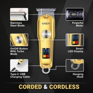 Tondeuse à cheveux électrique Professionnel VGR V-290 Gold